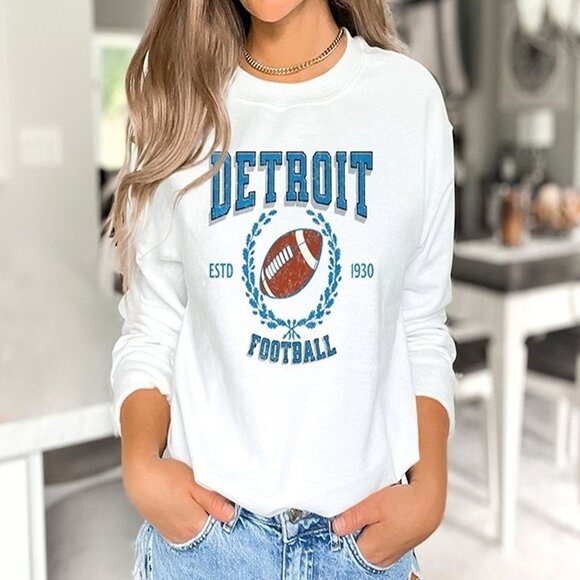 Detroit Lions NFL Sweatshirt Retro Crewneck Football Perfect Game Day 79 - Picture 1 of 5